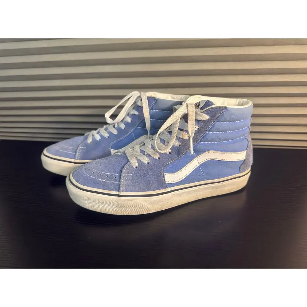 Vans Sk8-Hi High Top Sneakers Women’s 7.5 Men’s 6 Blue Suede White Perrywinkle